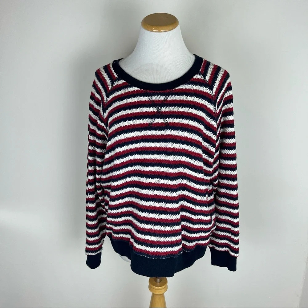 Mother Striped Red White Blue Knit Sweater Size M